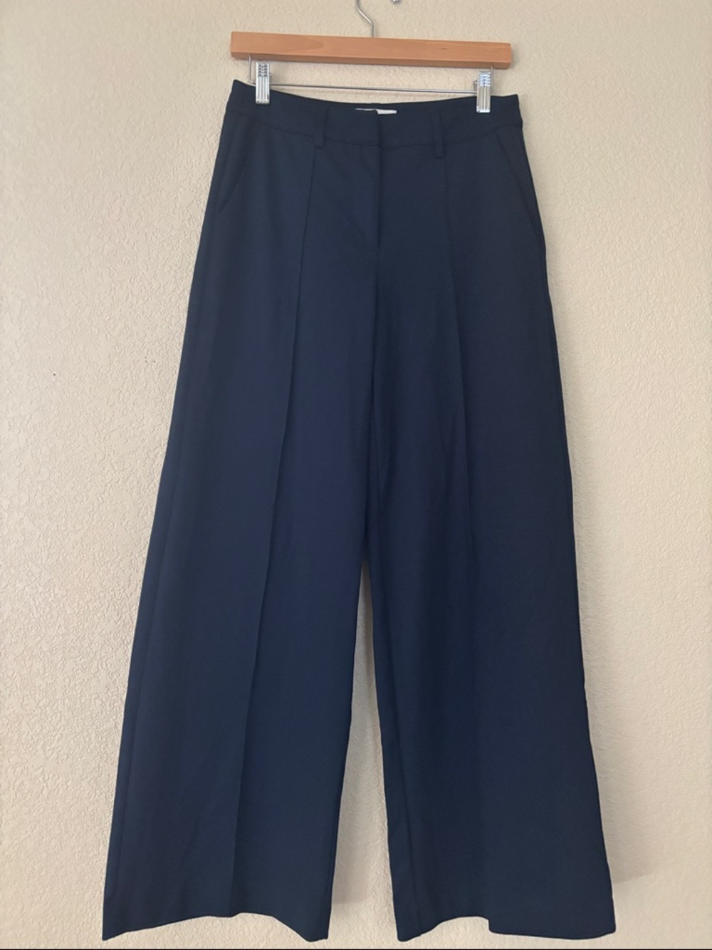 ICHI Wide-Leg Navy Women's Trousers